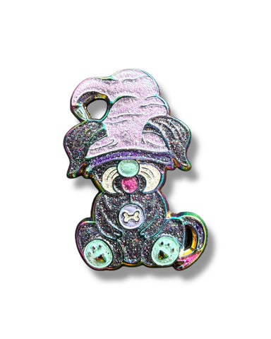 Mushroom Gnome Puppy Pin - Rainbow Anodzied