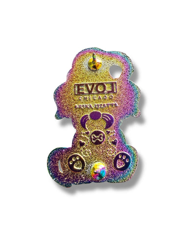 Mushroom Gnome Puppy Pin - Rainbow Anodzied