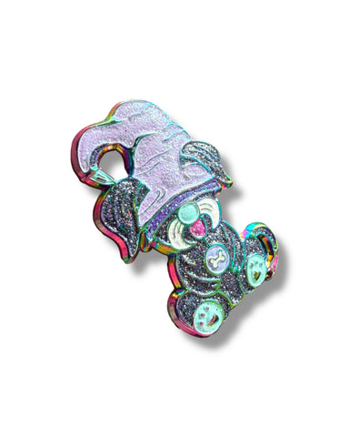 Mushroom Gnome Puppy Pin - Rainbow Anodzied