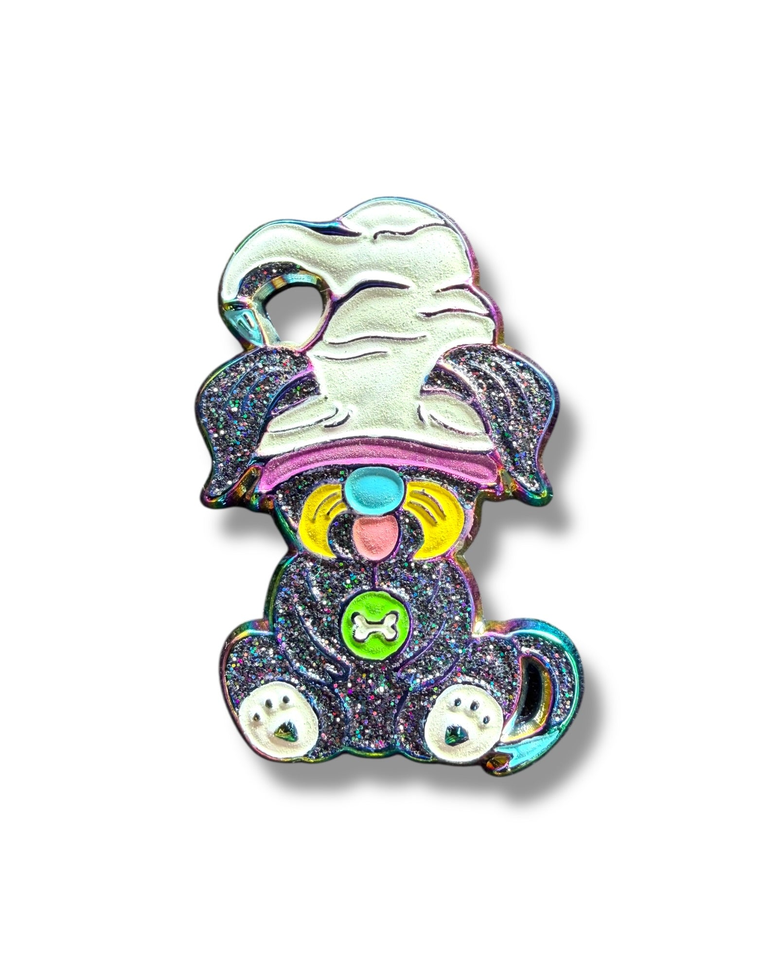 Mushroom Gnome Puppy Pin - Neon Rainbow Anodized Main image