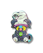 Mushroom Gnome Puppy Pin - Neon Rainbow Anodized