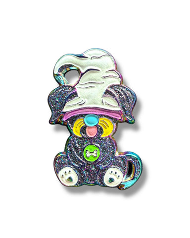 Mushroom Gnome Puppy Pin - Neon Rainbow Anodized