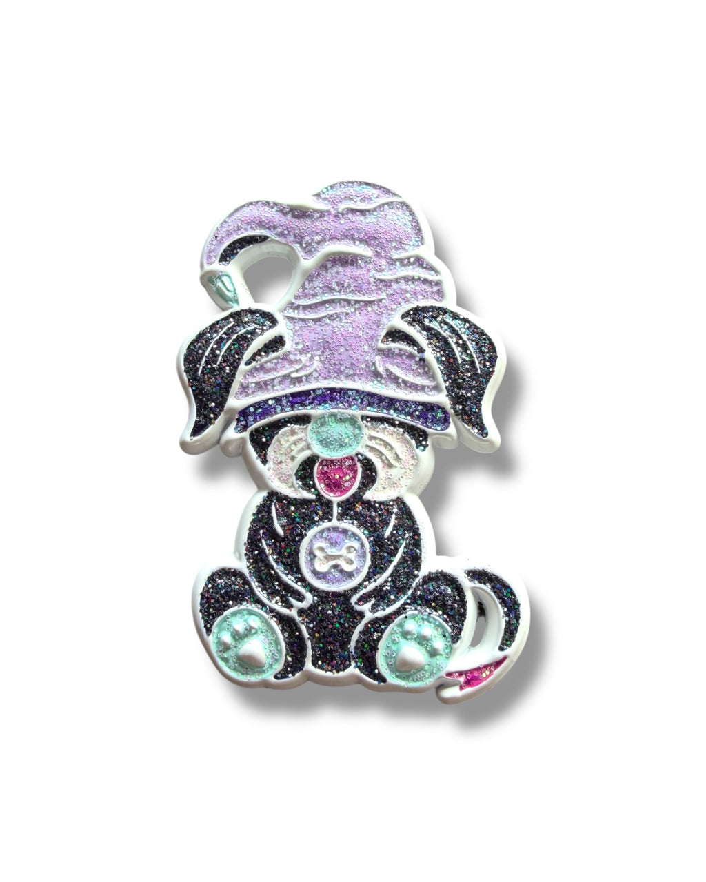 Mushroom Gnome Puppy Pin - White Anodized