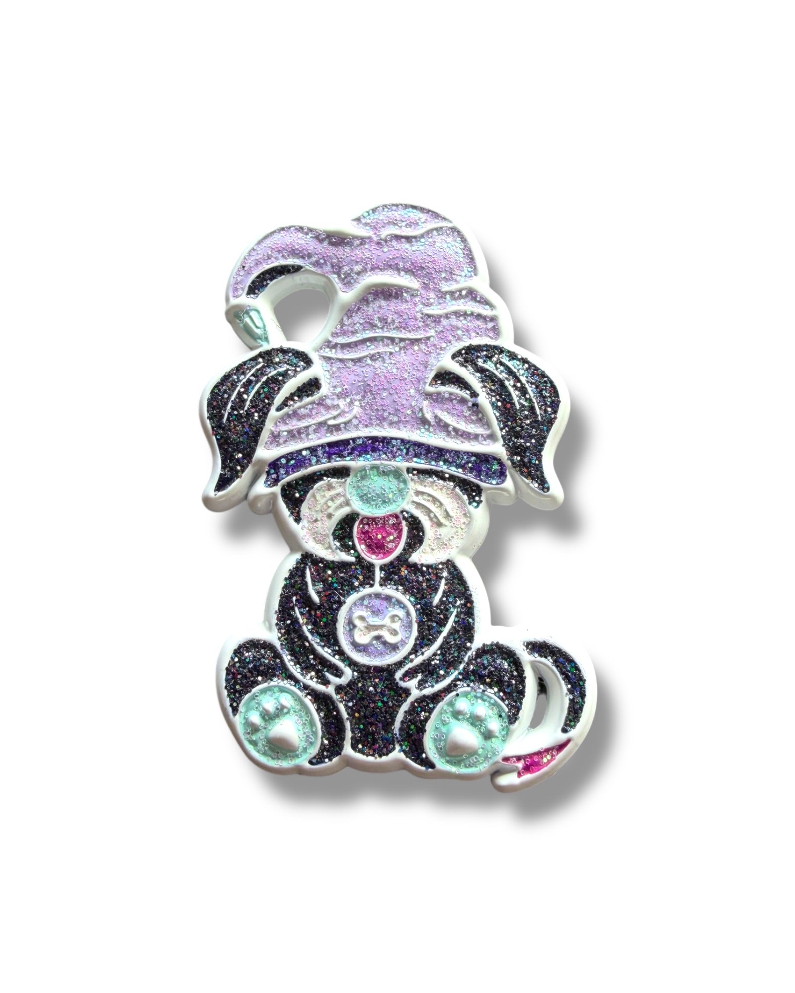 Mushroom Gnome Puppy Pin - White Anodized