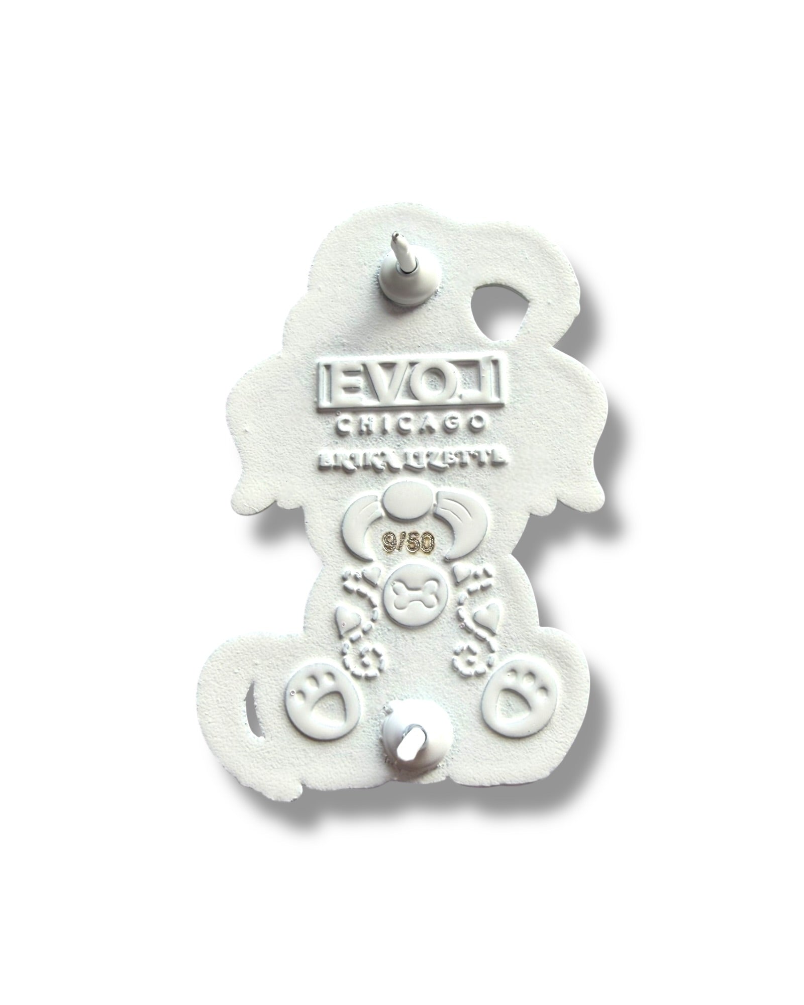 Mushroom Gnome Puppy Pin - White Anodized