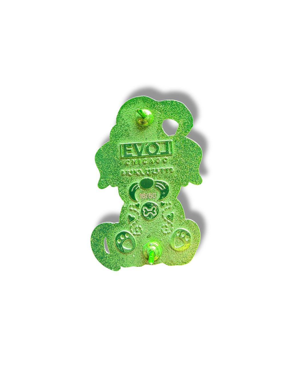 Mushroom Gnome Puppy Pin - Green Anodized