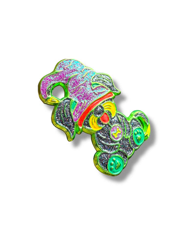 Mushroom Gnome Puppy Pin - Green Anodized
