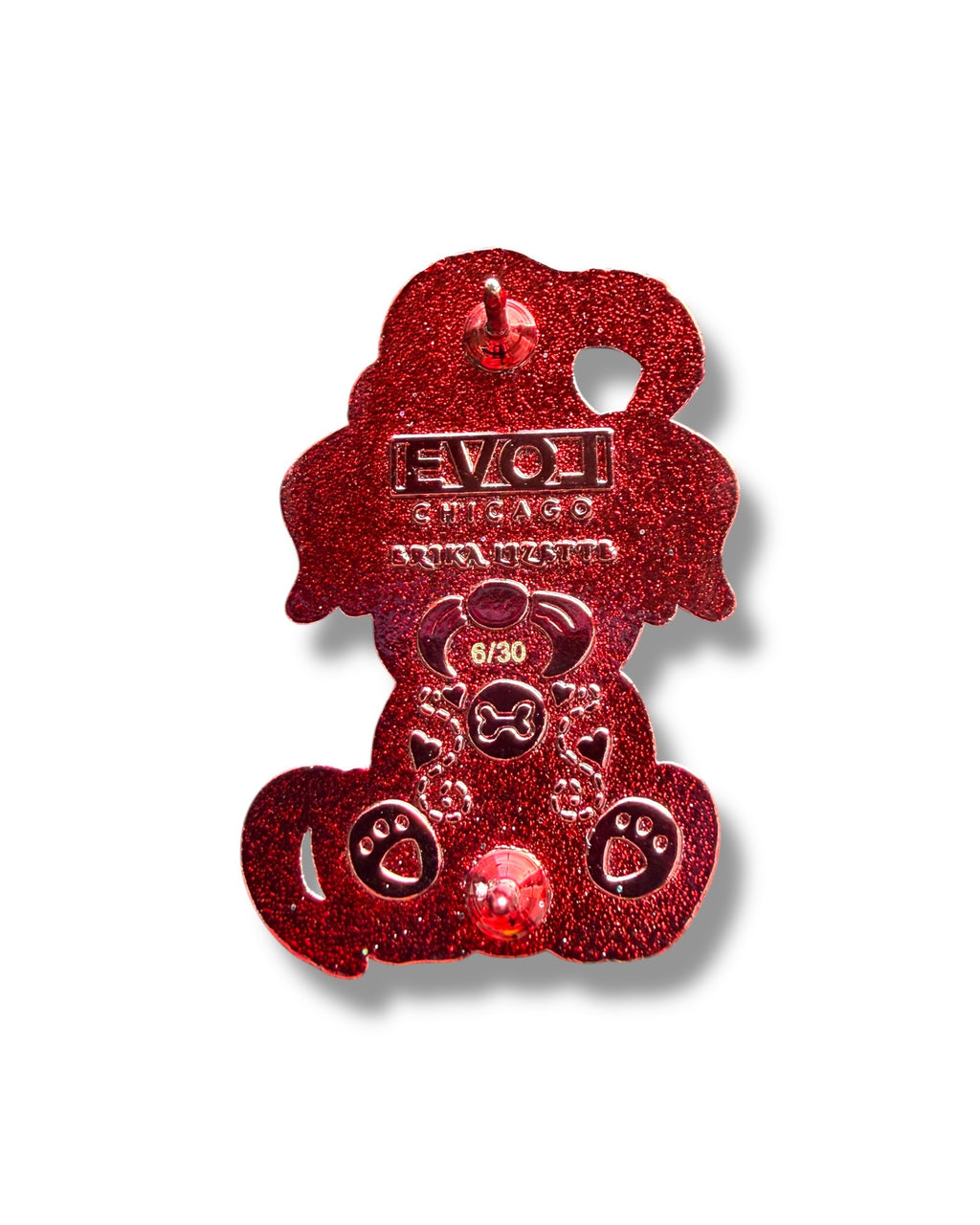 Mushroom Gnome Puppy Pin - Red Anodized