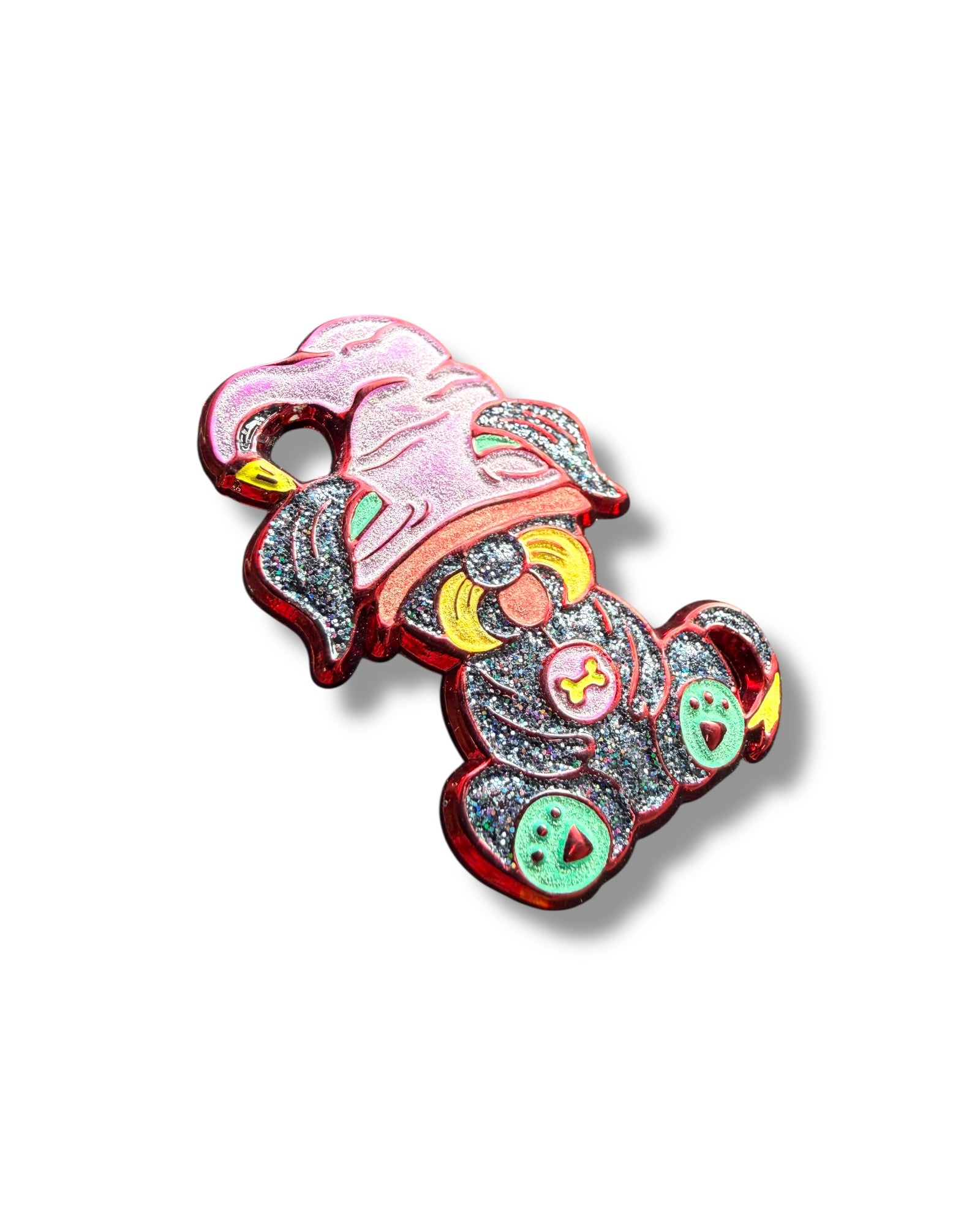 Mushroom Gnome Puppy Pin - Red Anodized
