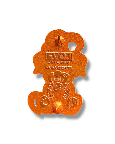 Mushroom Gnome Puppy Pin - Orange Anodized