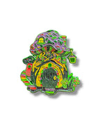 Mushroom Gnome House Pin - Green Anodized