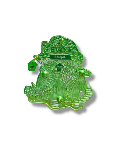 Mushroom Gnome House Pin - Green Anodized