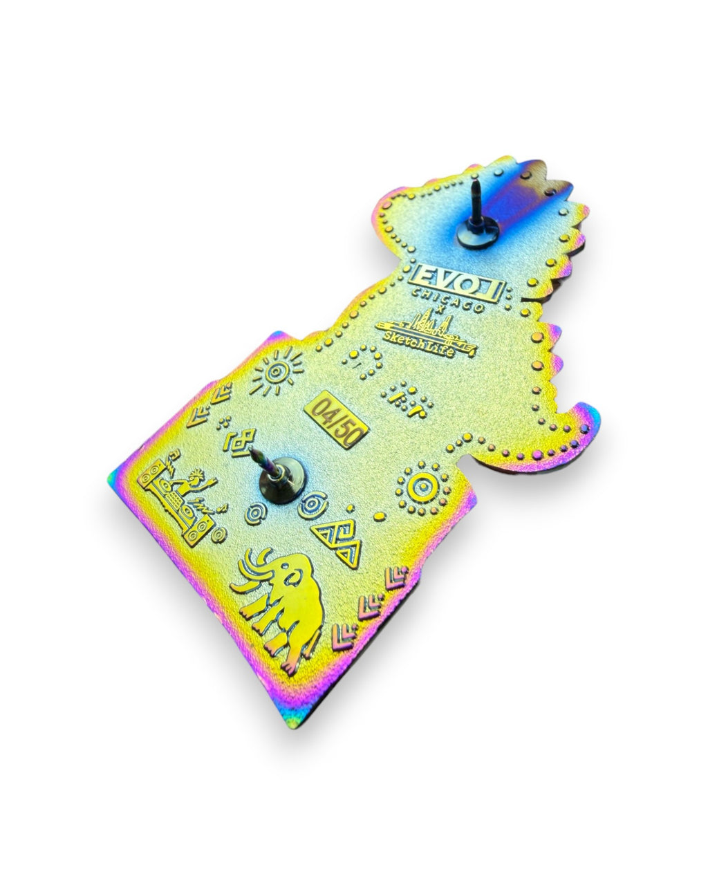 Dinotronics Pin - Rainbow Anodized