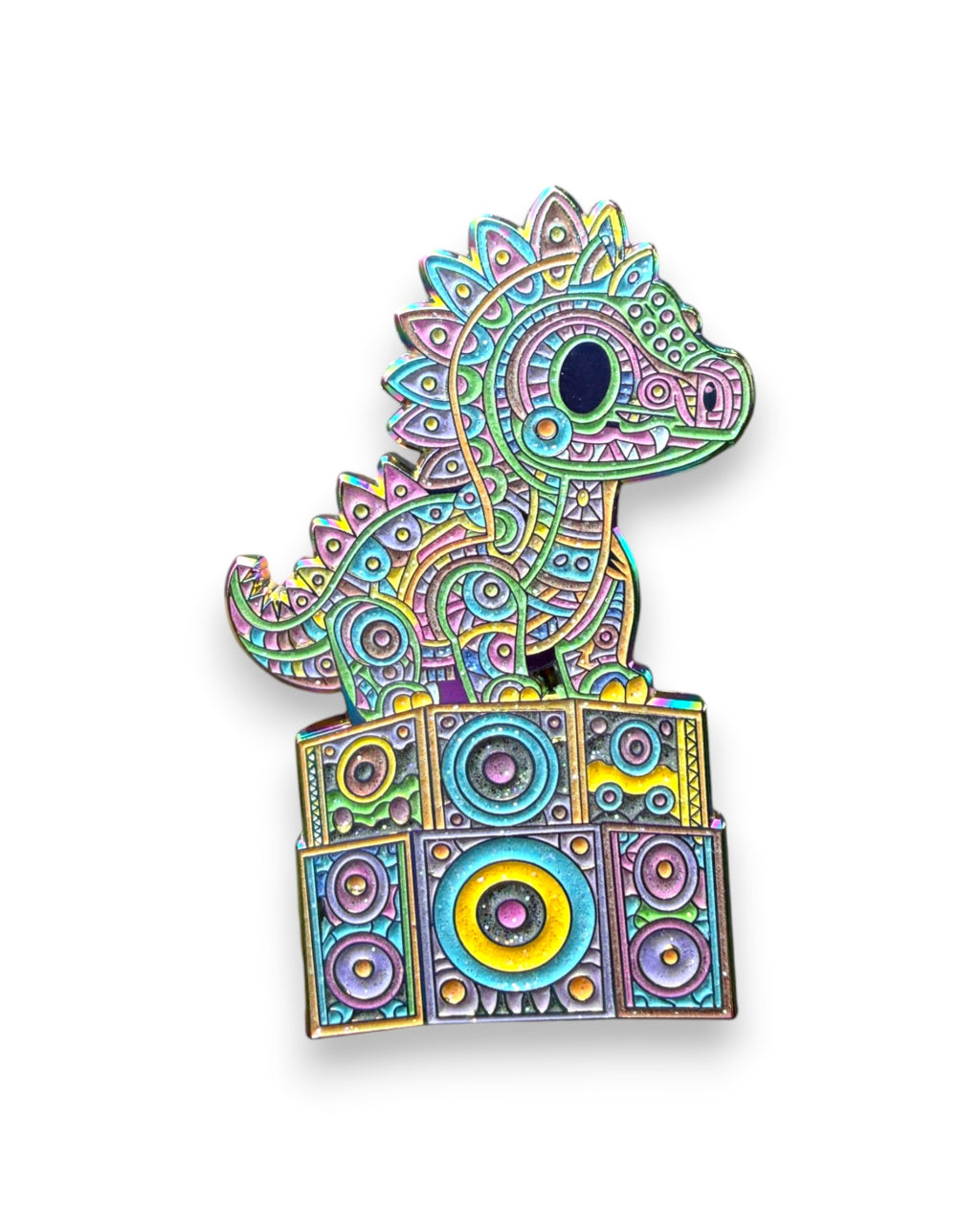 Dinotronics Pin - Rainbow Anodized