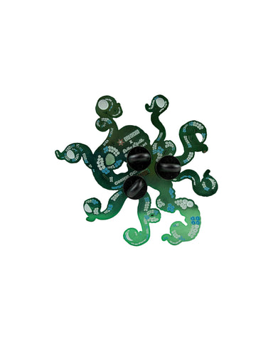 Cosmic Octopus Pin - Green Anodized