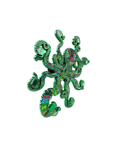 Cosmic Octopus Pin - Green Anodized