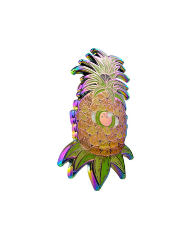 Third Eye Pineapple Pin - Sparkle Rainbow Anodized