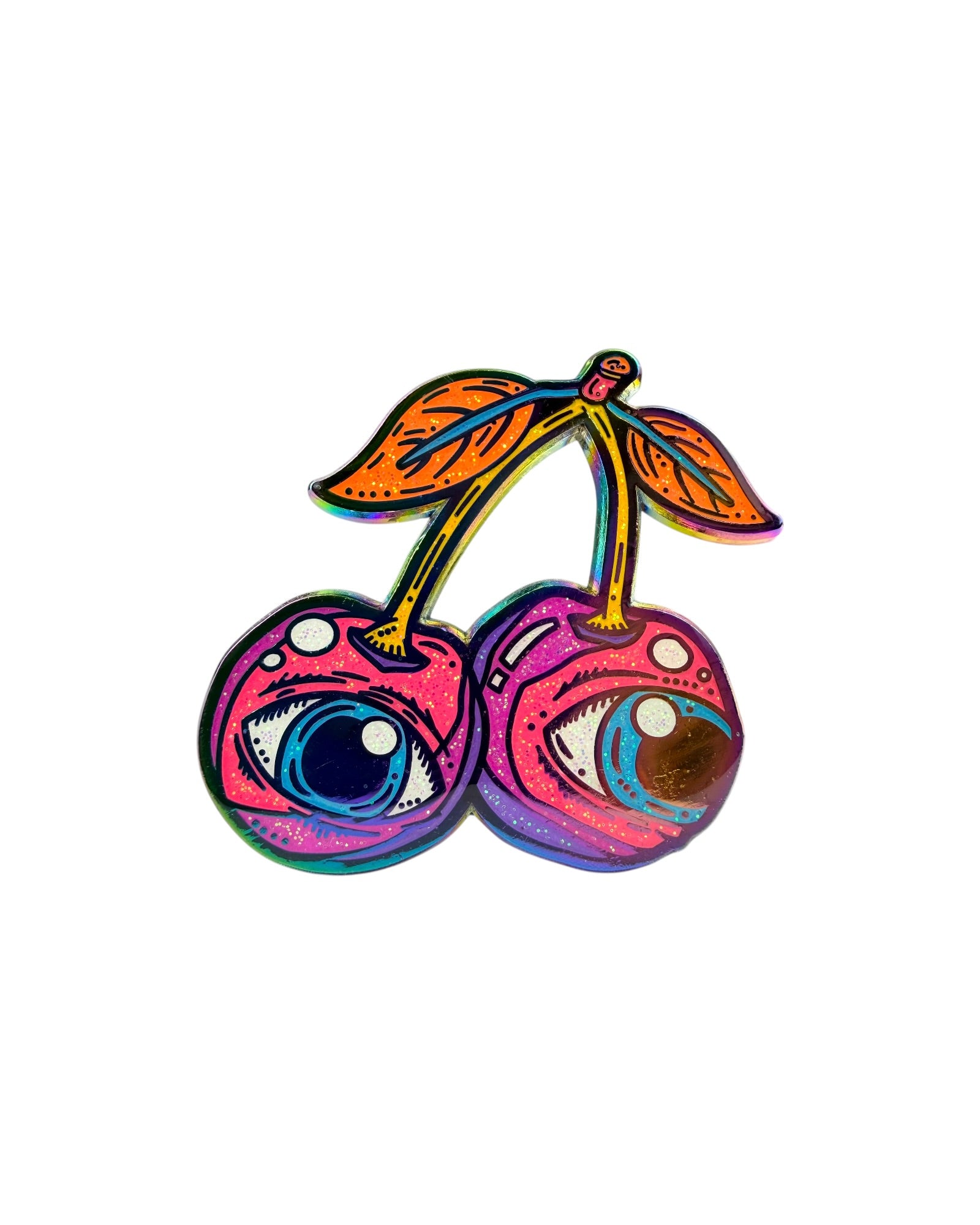 Third Eye Cherry Pin - Sparkle Rainbow Anodized