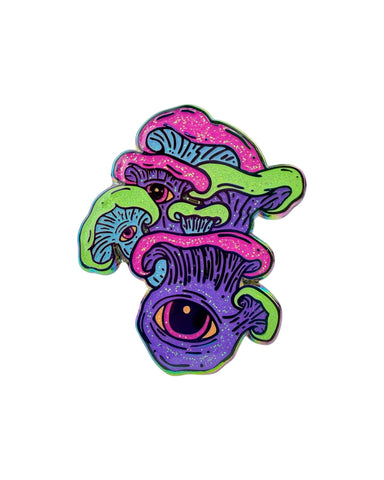 Oyster Eye Mushroom Pin - Neon Rainbow Anodized