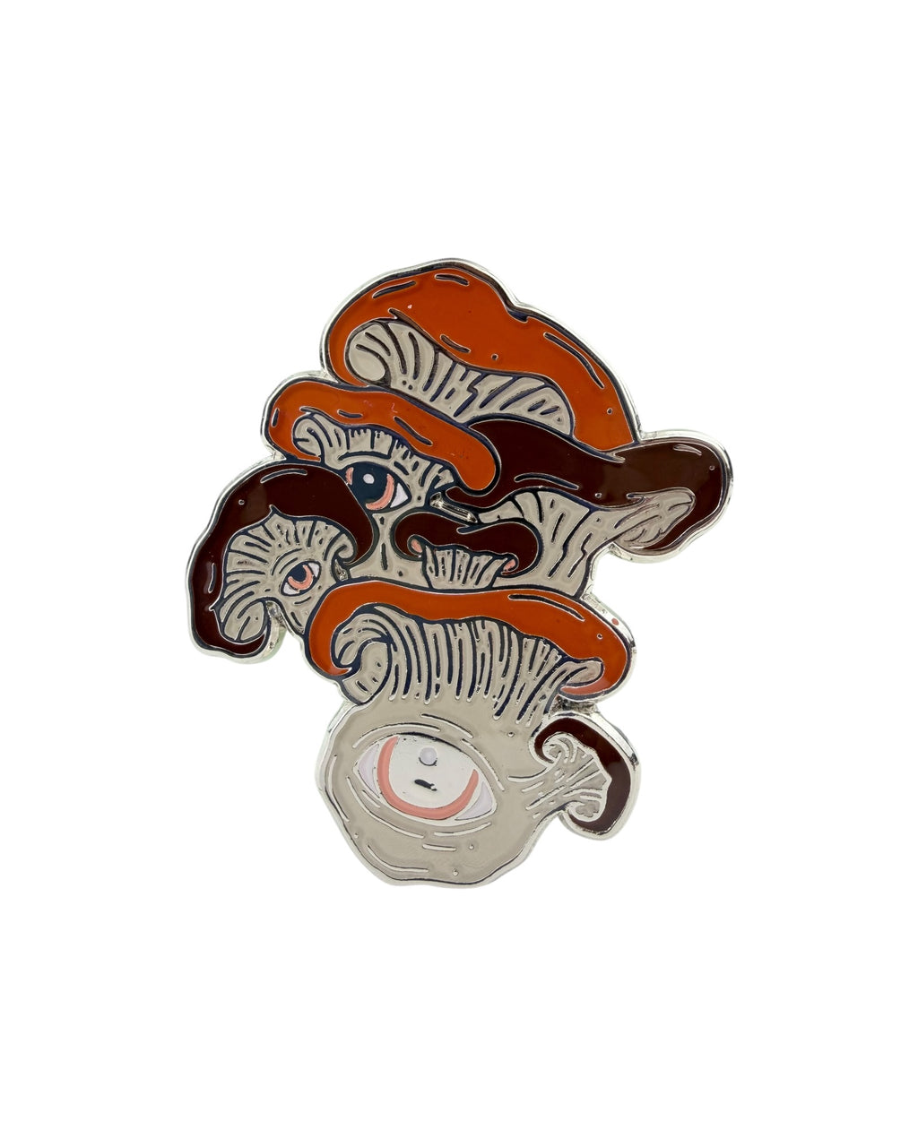 Oyster Eye Mushroom Pin - Silver Anodized