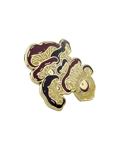 Oyster Eye Mushroom Pin - Gold Anodized