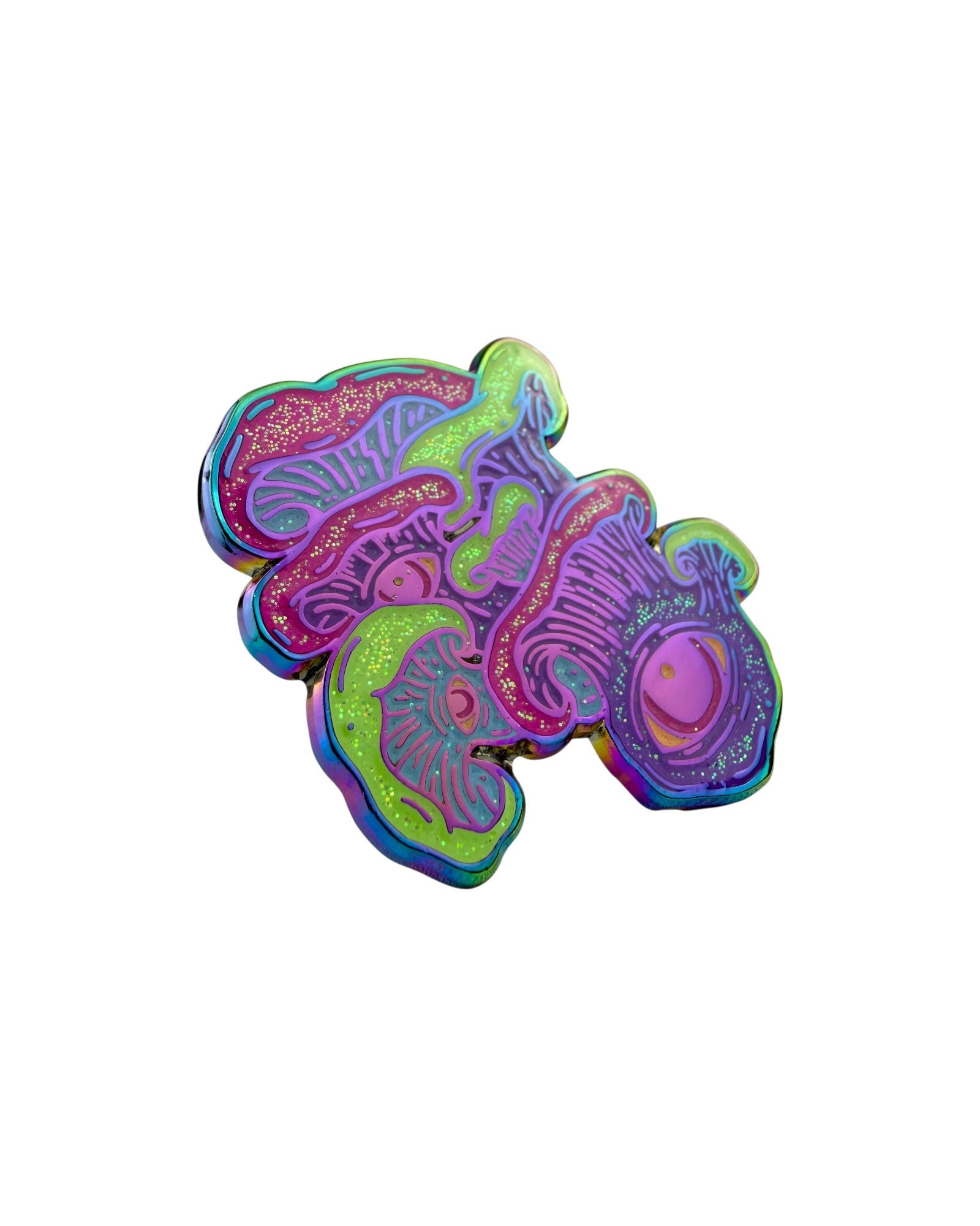 Oyster Eye Mushroom Pin - Neon Rainbow Anodized