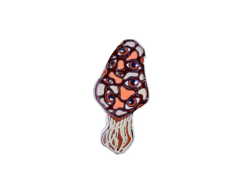 Morel Mushroom Pin - Silver Anodized