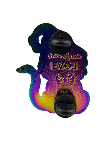 Mushroom Gnome Cat Pin - Neon Rainbow Anodized