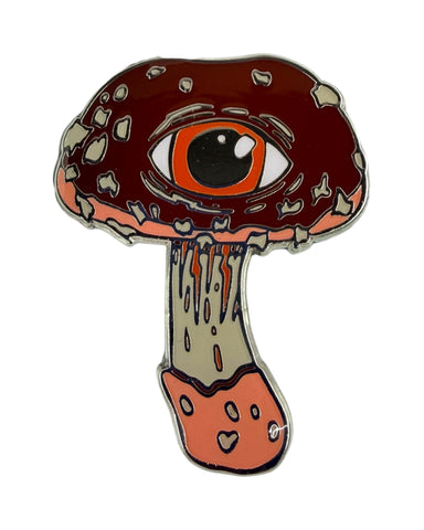 Psilocybin Mushroom Pin - Silver Anodized