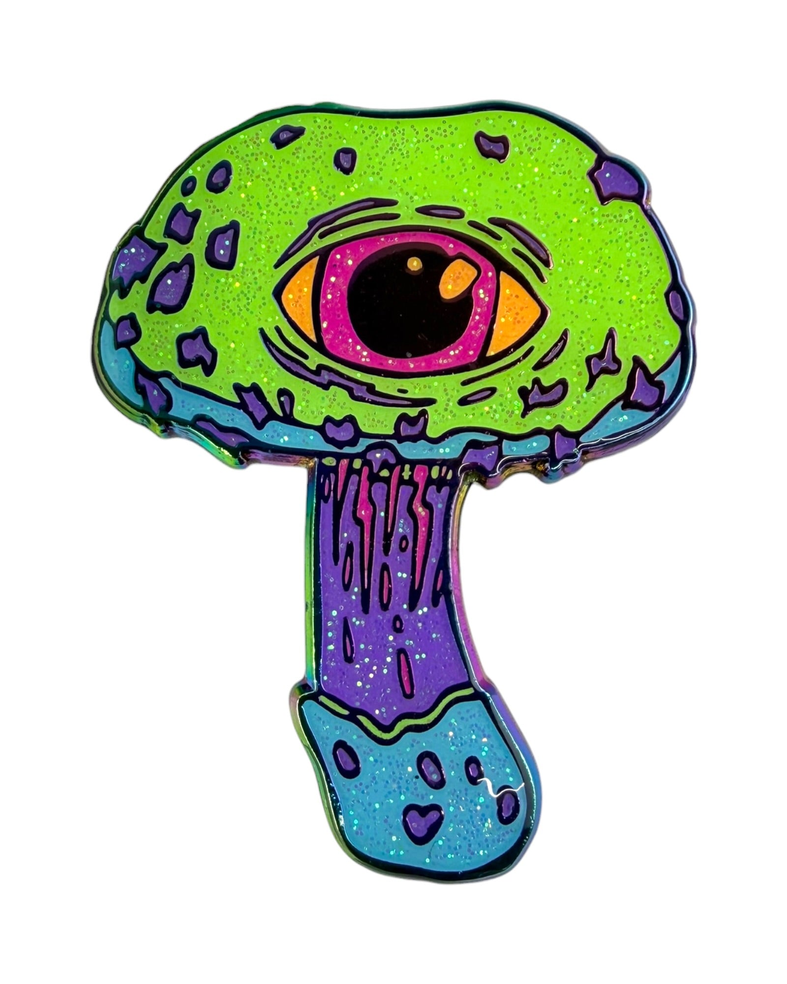 Psilocybin Mushroom Pin - Neon Rainbow Anodized