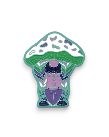 Mushroom Gnome Pin - Teal/Female