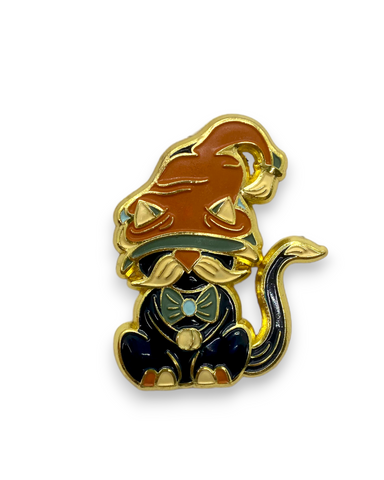 Mushroom Gnome Pin - Earth/Cat