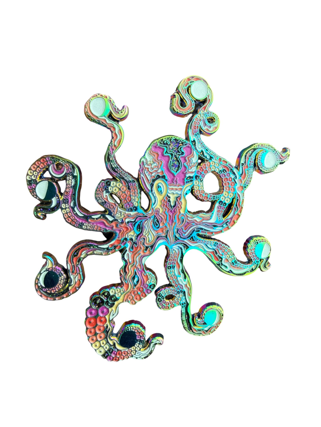 Cosmic Octopus Pin - Rainbow Anodized