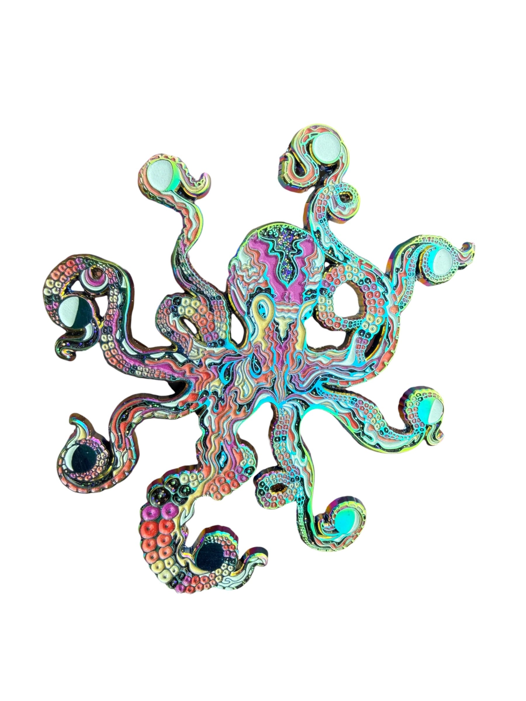 Cosmic Octopus Pin - Rainbow Anodized