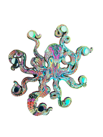 Cosmic Octopus Pin - Rainbow Anodized