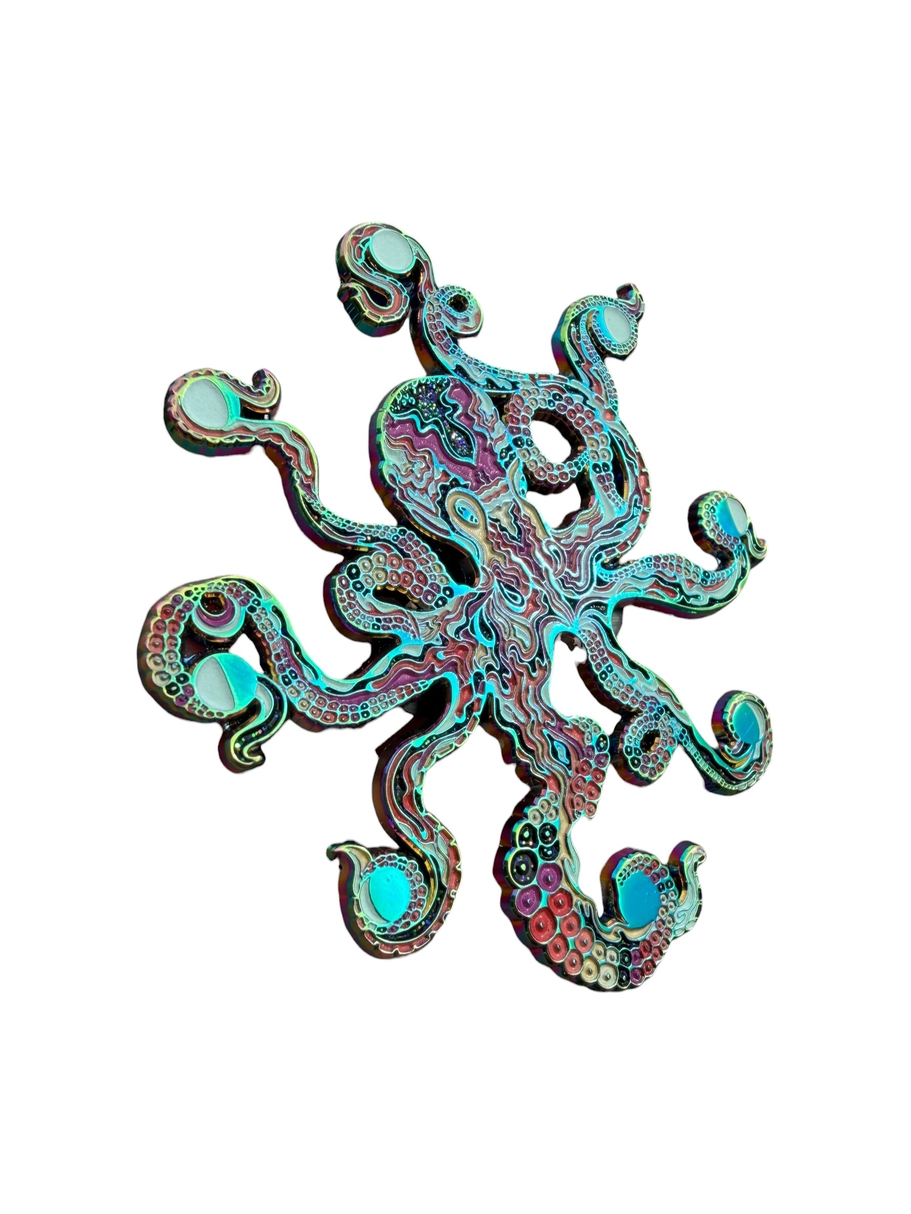 Cosmic Octopus Pin - Rainbow Anodized