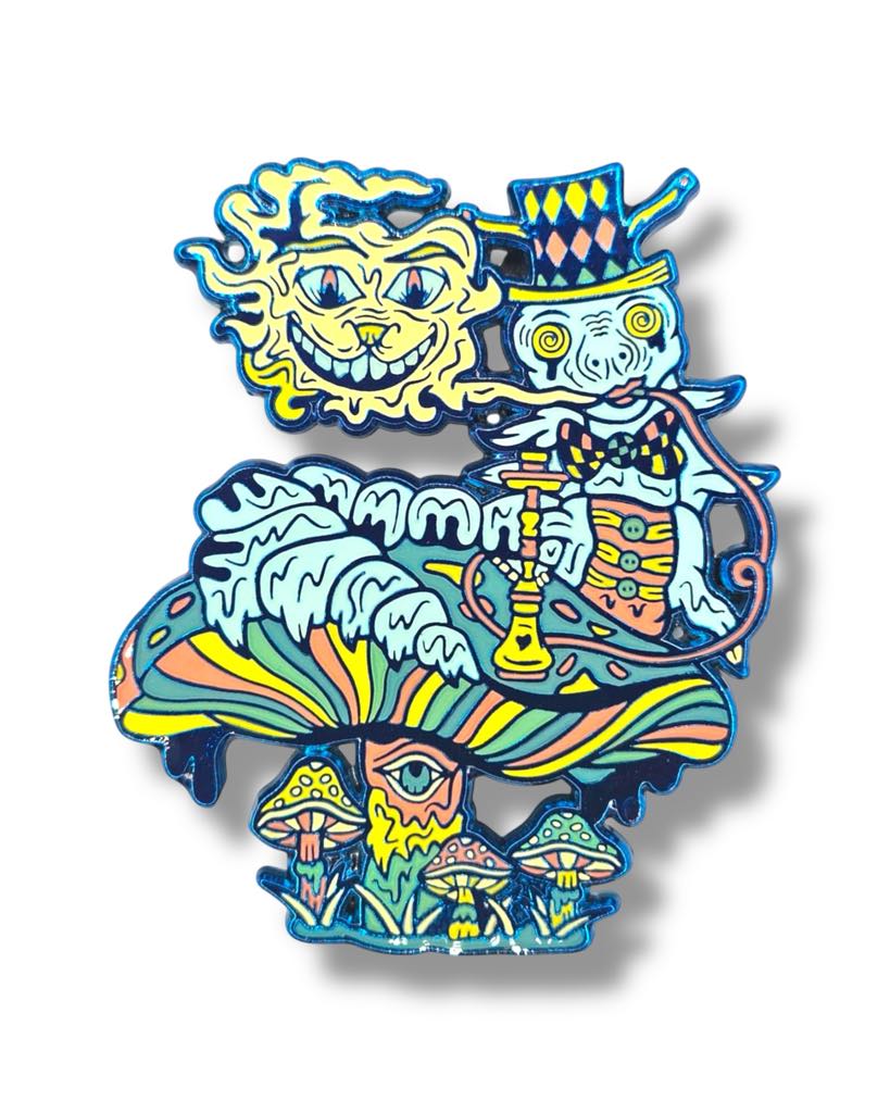 Lost In Wonderland Caterpillar Pin - Blue Anodized Main image