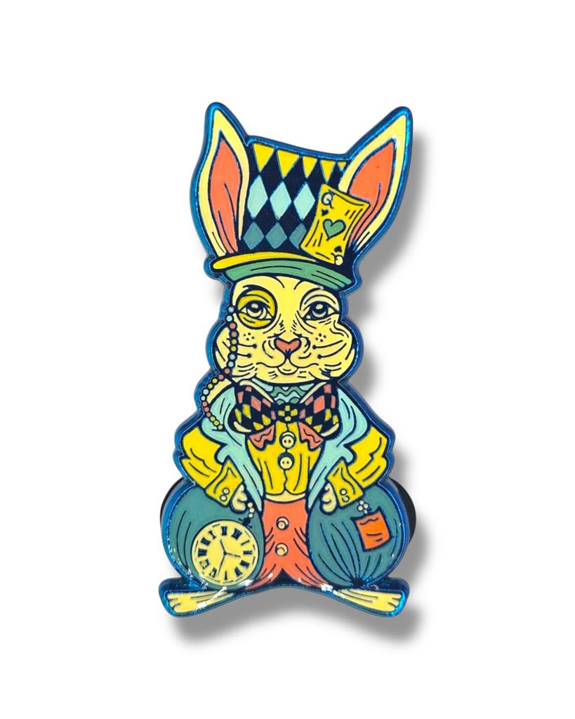 Lost In Wonderland Rabbit Pin - Blue Anodized Main image