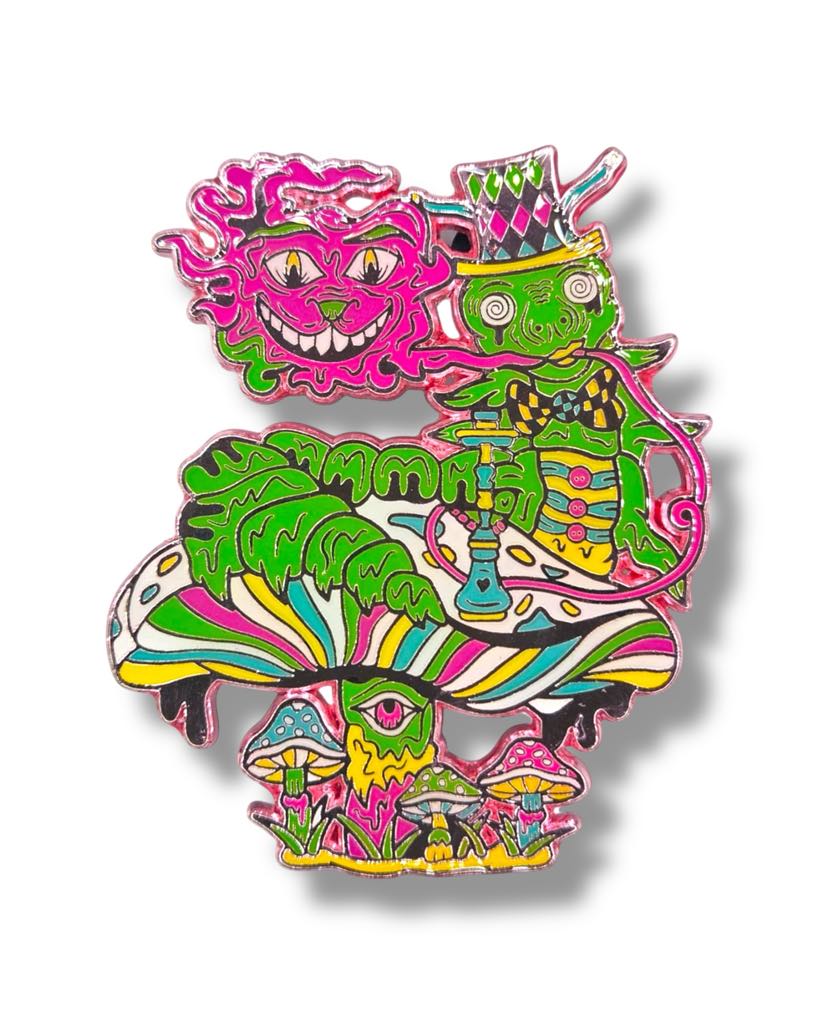 Lost In Wonderland Caterpillar Pin - Pink Anodized