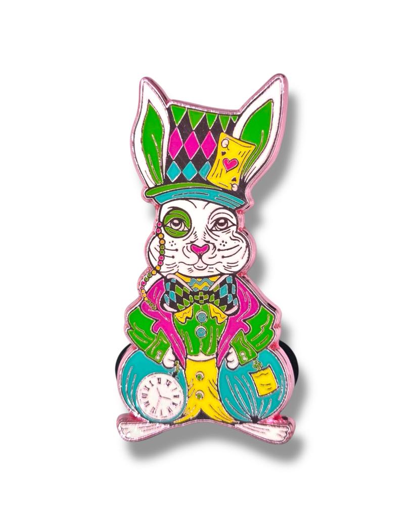 Lost In Wonderland Rabbit Pin - Pink Anodized Main image