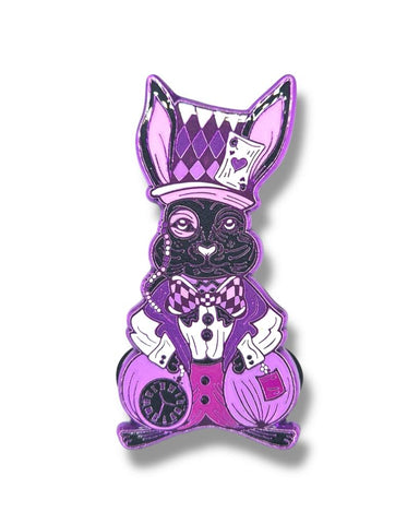 Lost In Wonderland Rabbit Pin - Purple Anodized