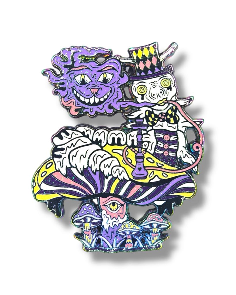 Lost In Wonderland Caterpillar Pin - Rainbow Anodized Main image