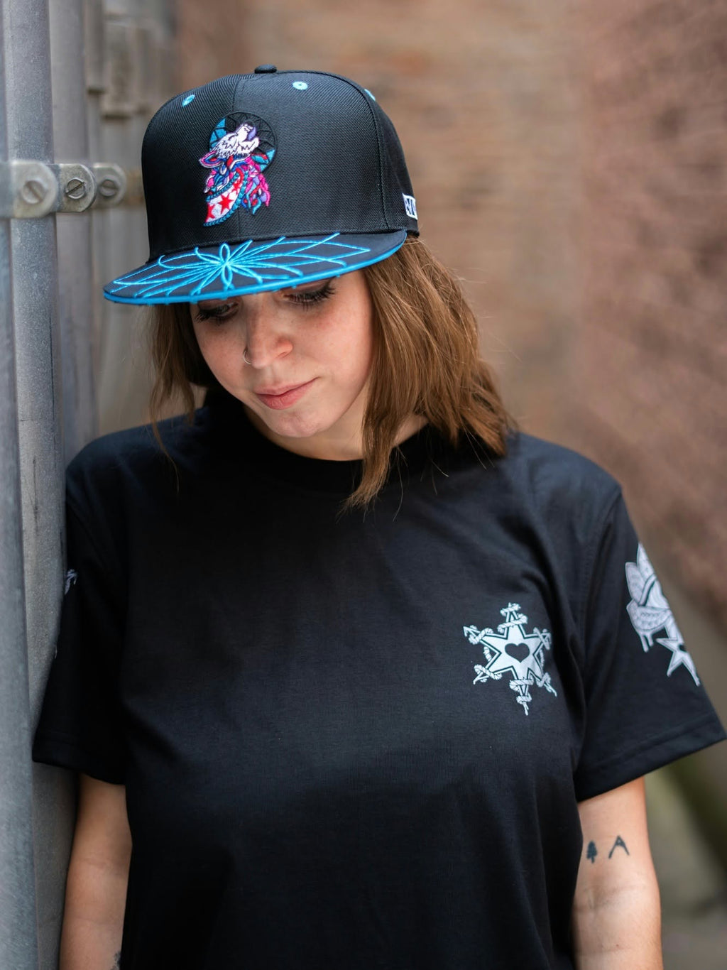 Mystic Wolf Flat Brim Hat - Blue