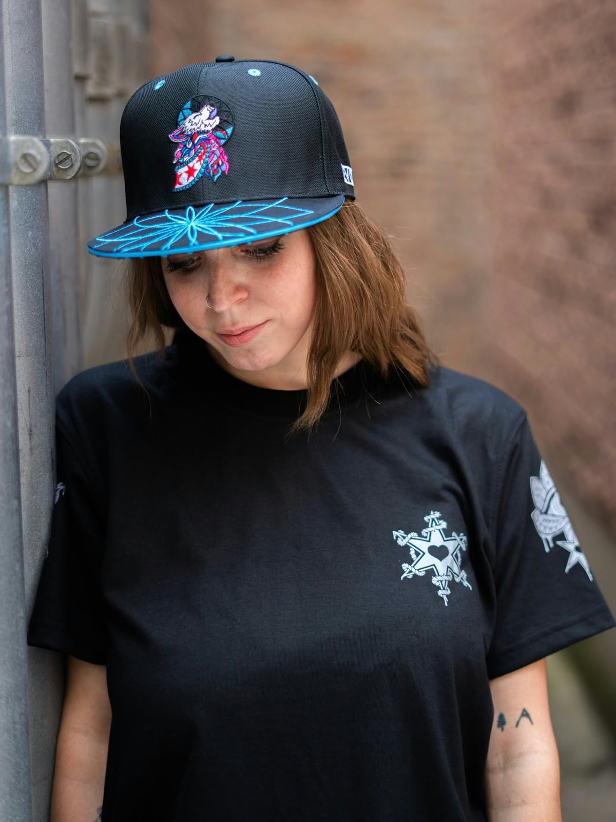 Mystic Wolf Flat Brim Hat - Blue