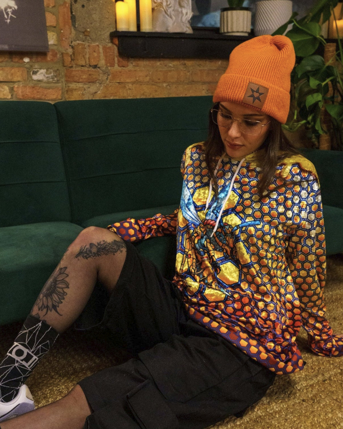 Robotic Wasp Crushed Velvet Hoodie Main image
