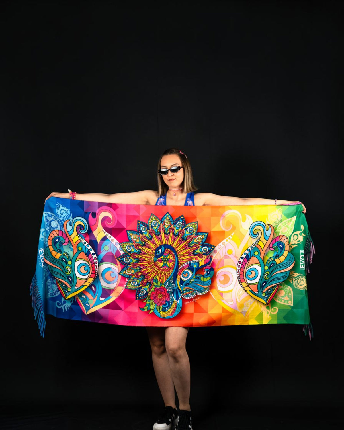 Indigo Eye Peacock Pashmina - UV Reactive