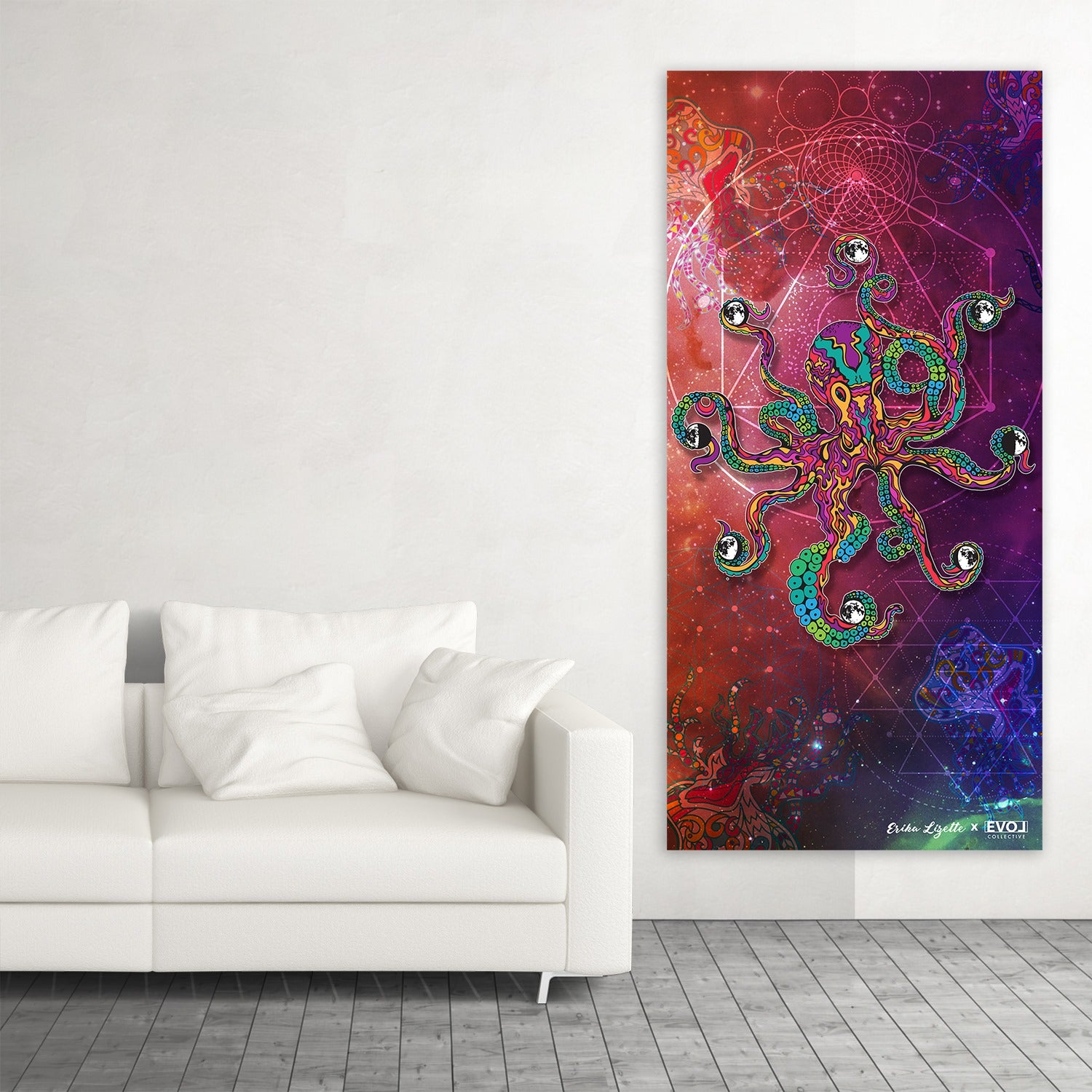 Cosmic Octopus Tapestry