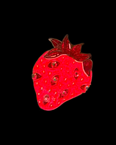 Mini Strawberry Eye Pin - Red